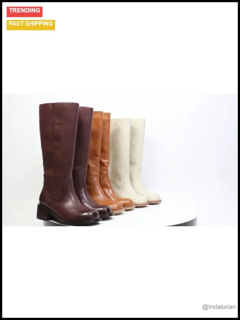 Faux Leather Knee High Square Toe Chunky Heel Boots Women